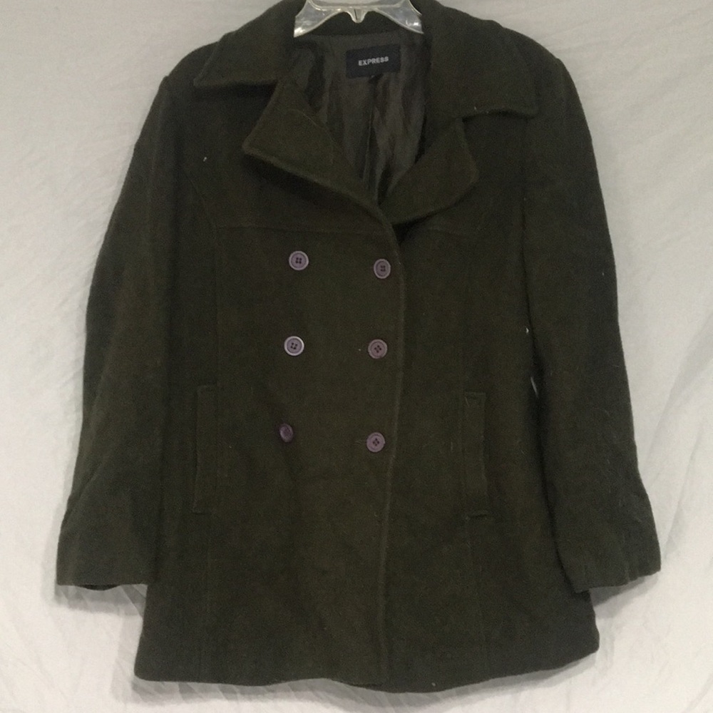 Express Olive Green Pea Coat